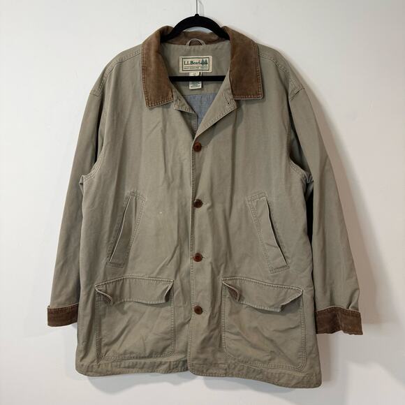 L.L. Bean Mens Vintage Chore Barn Coat Jacket Shacket Canvas Cotton Corduroy XXL - Picture 1 of 11